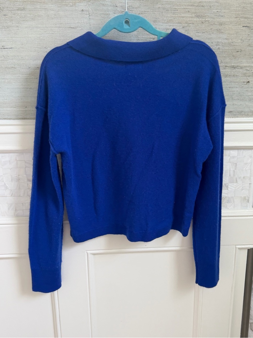 Small Anthropologie pilcro Jensen cashmere cropped collar sweater sapphire blue - Picture 9 of 14